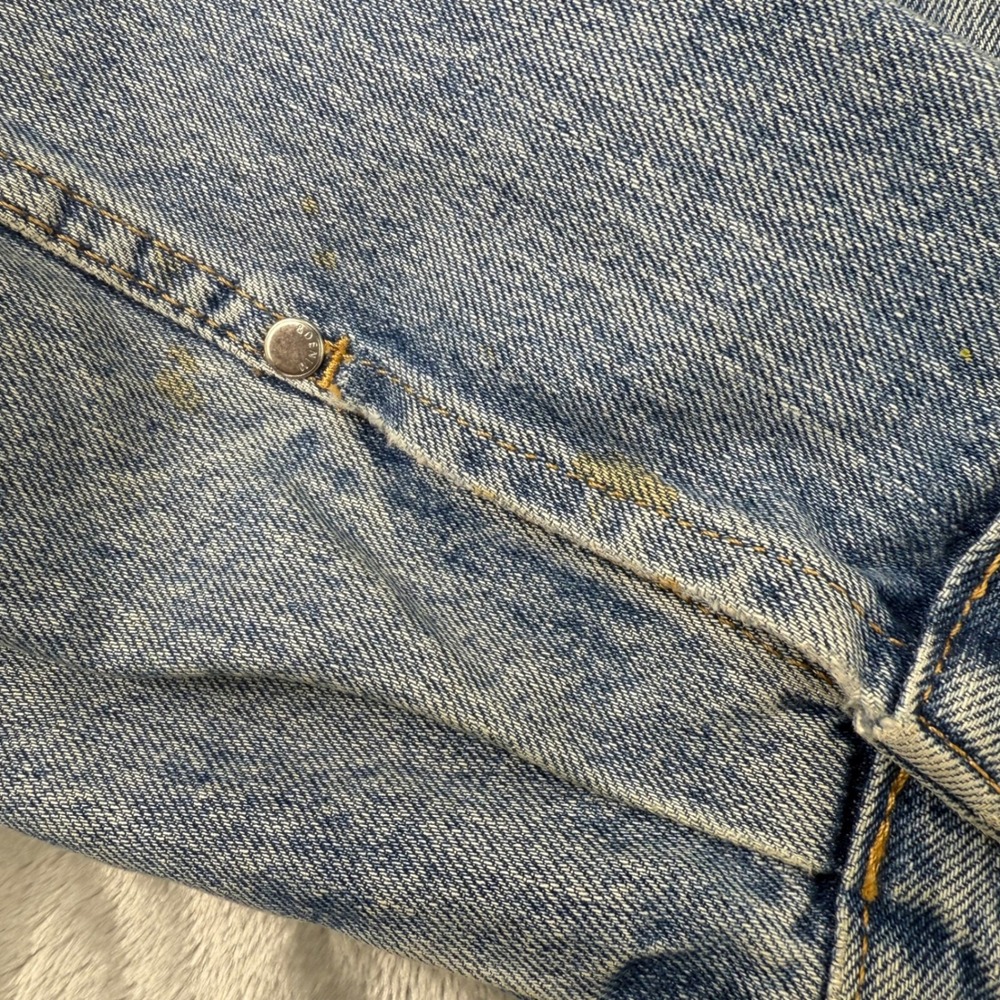H&M &Denim Womens Light Wash Distressed Cropped Jean Jacket Blue Small Bikercore - Picture 4 of 16